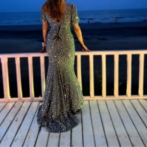 Elegant Silver Evening Gown